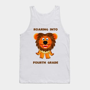 Roaring Into Fourth Grade (Cartoon Lion) Tank Top